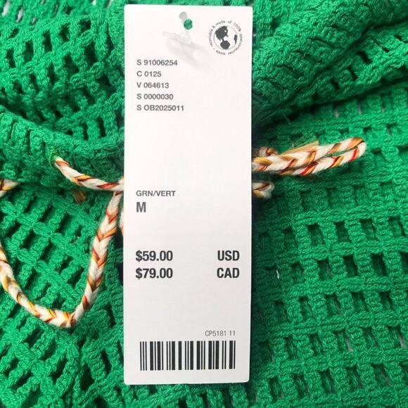 NWT BDG Open-Knit Kelly Green Baja Crochet Drawstring Waist Coverup Shorts, M - Picture 8 of 12